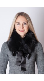 Black fox fur collar - neck warmer